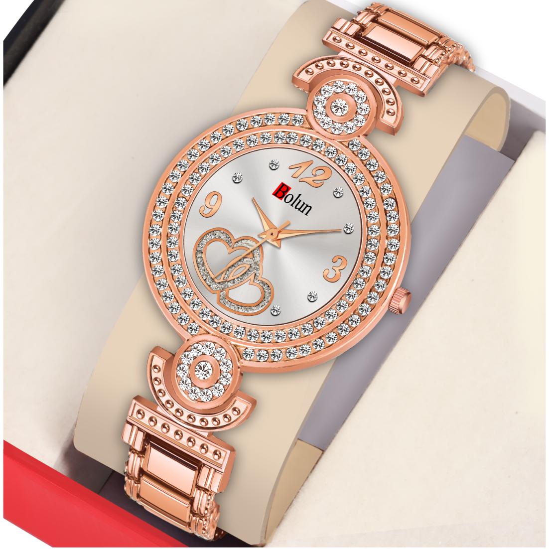 Bolun Rose Gold Heart Dial BD Girls and Women Watch