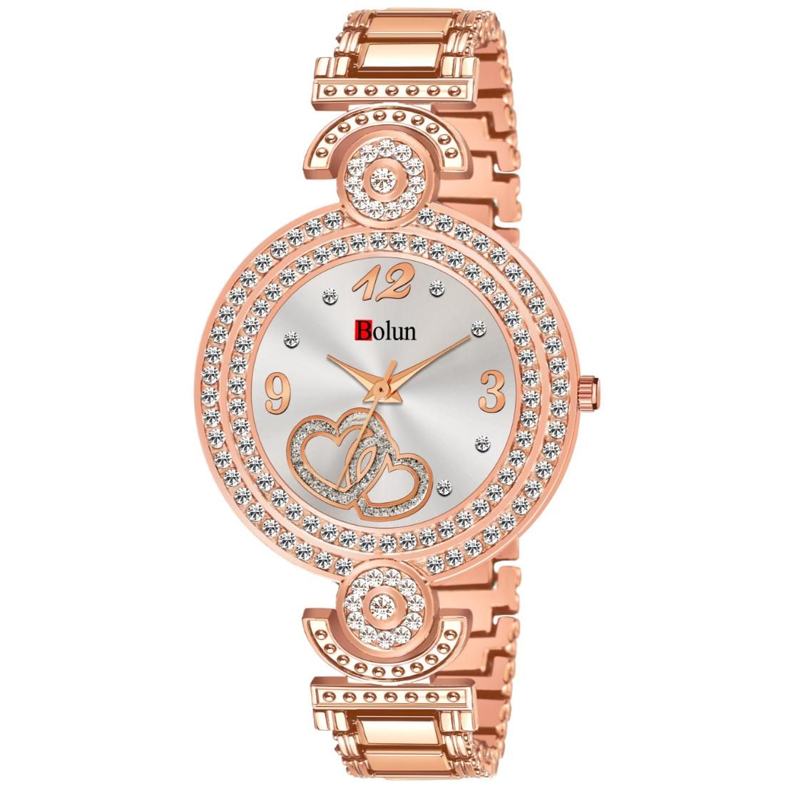 Bolun Rose Gold Heart Dial BD Girls and Women Watch view 2