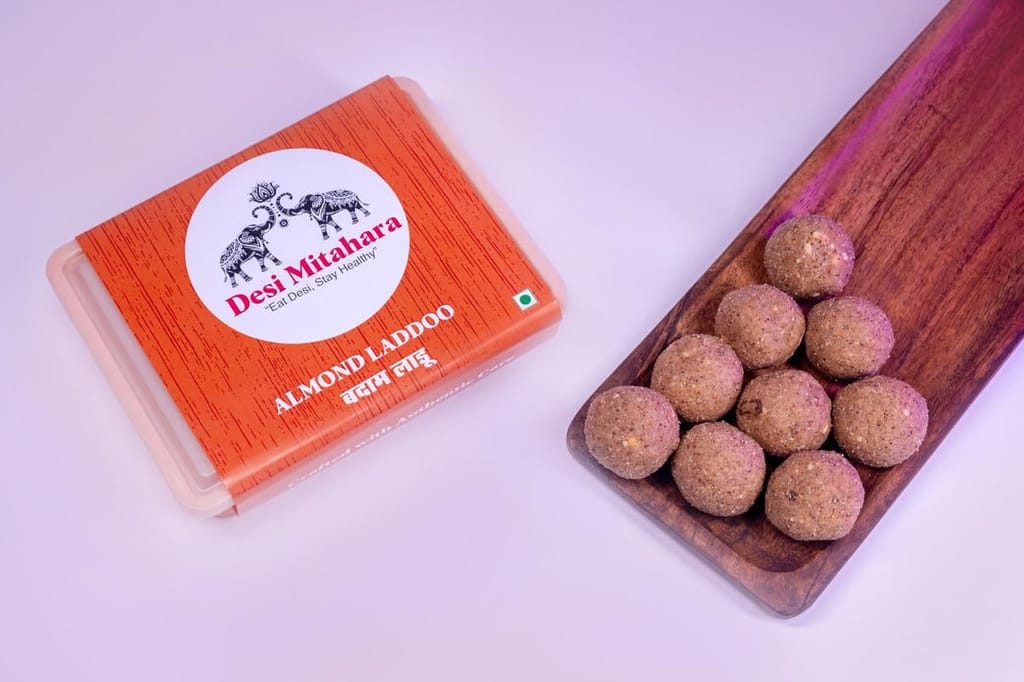 Desi Mitahara's Almond Ladoo - Made with Almond, Jaggery & Cow Ghee - Traditional Indian Sweet - Healthy, Nutritious Snack - 360g Pack - No Artificial Colours - Suitable for All Ages view 2