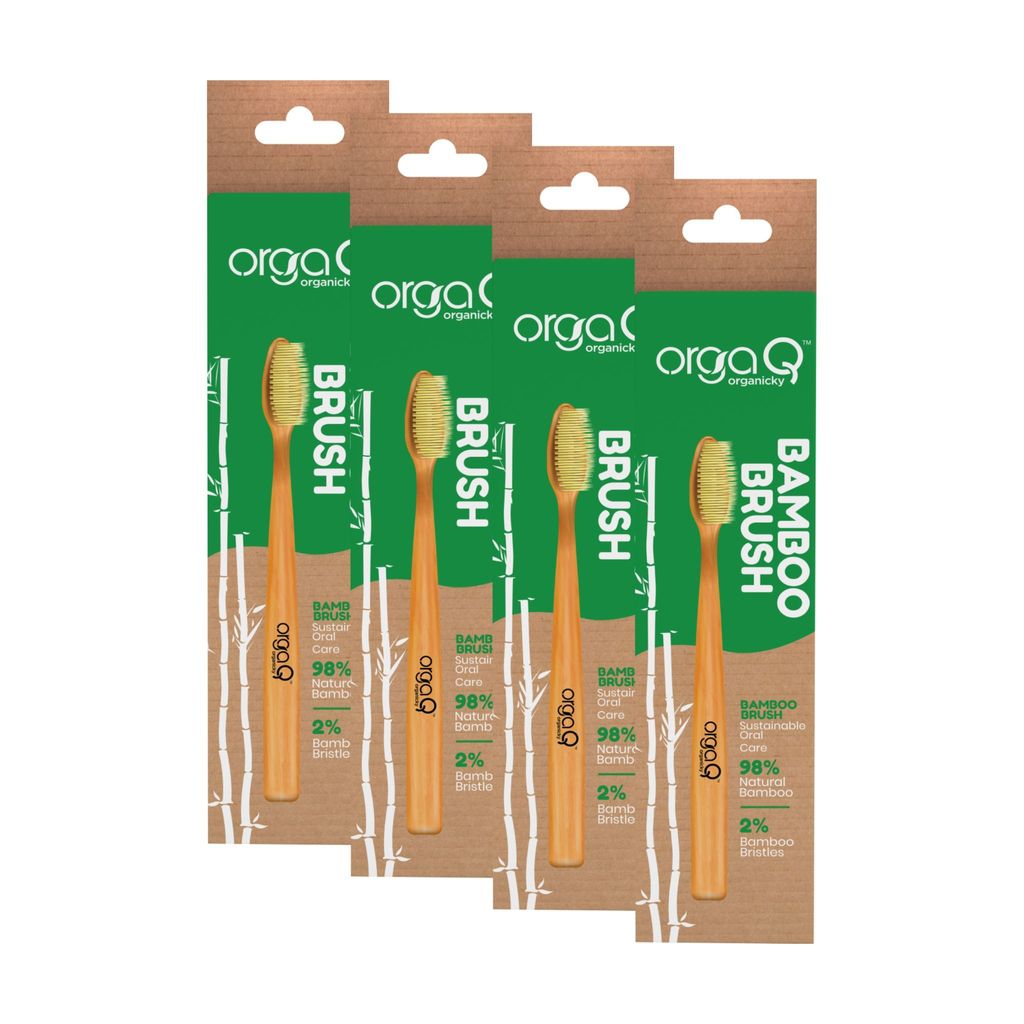 Orgaq Organicky Natural Bamboo ToothBrush With Castor Bean Bristle for Oral Care| Eco Friendly