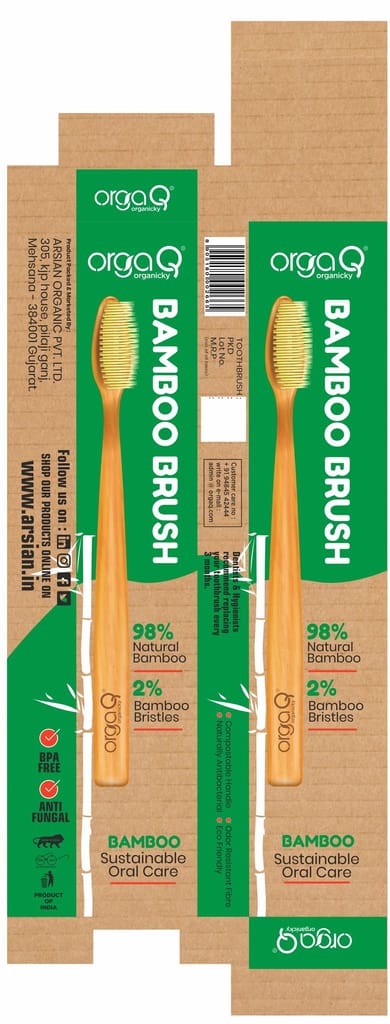 Orgaq Organicky Natural Bamboo ToothBrush With Castor Bean Bristle for Oral Care| Eco Friendly view 2