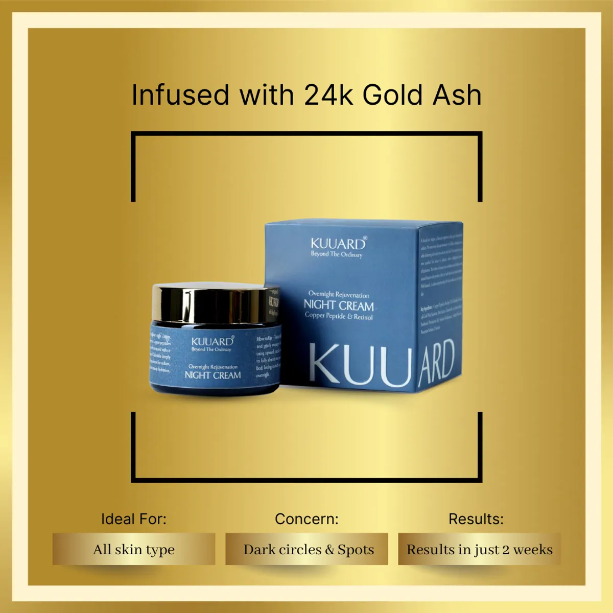 Kuuard Retinol Night Cream For Wrinkles & Anti-Aging | Lightweight Cream for Age Spots, Fine Lines and Wrinkles view 2