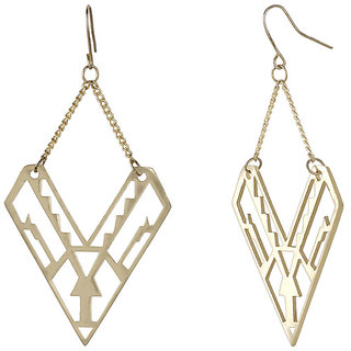 Plain Brass Metal Filigree Drop Earrings for Girls Brass Material Earrings for Women's Fashion Jewellery for Party view 2