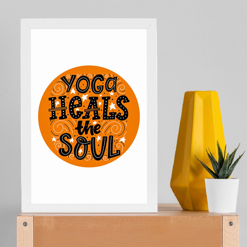 Yoga Heals the Soul Framed Wall Art Print - Inspirational Yoga Decor
