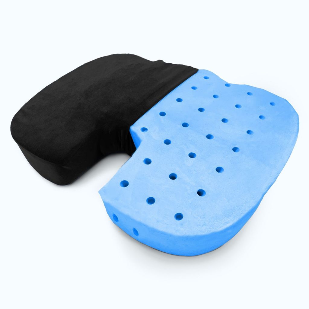 Sleepsia Newly Launched - Orthopedic Gel Ventilated U Shaped Coccyx Tailbone & Hip Pain Refief- Cooling Gel High Density For Pain Relief, Seat Cushion, Pain Relief Cushion- Car Seat, Office Chair (Black Velvet) view 2