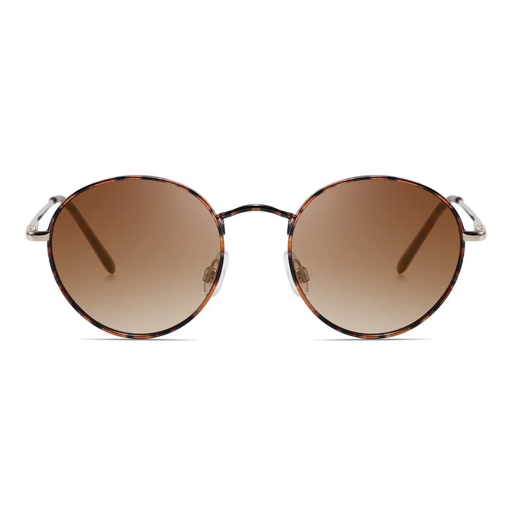 Eyenaks Round Shape Unisex Metal Sunglasses | UV 400 Protection | Everyday Wear | Spring Hinges for Comfortable Fit | Pack Of 1 (Green Cheetah) view 2