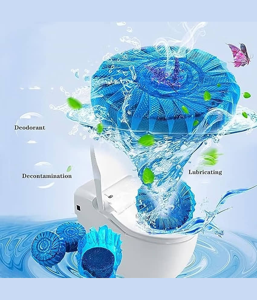Radhe Creation (Pack 1 - 10pc) toilet cleaners tablets, toilet cleaners, toilet flush cleaner, toilet drainage cleaner, Toilet Cleaner Tablets – Blue Flush, Long-Lasting Freshness, Stain & Germ Removal, Deodorizing WC Cleaner Blocks