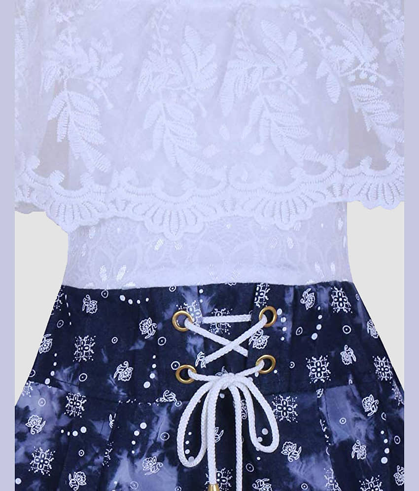 9stiches - White Denim Girls Frock ( Pack of 1 ) view 2