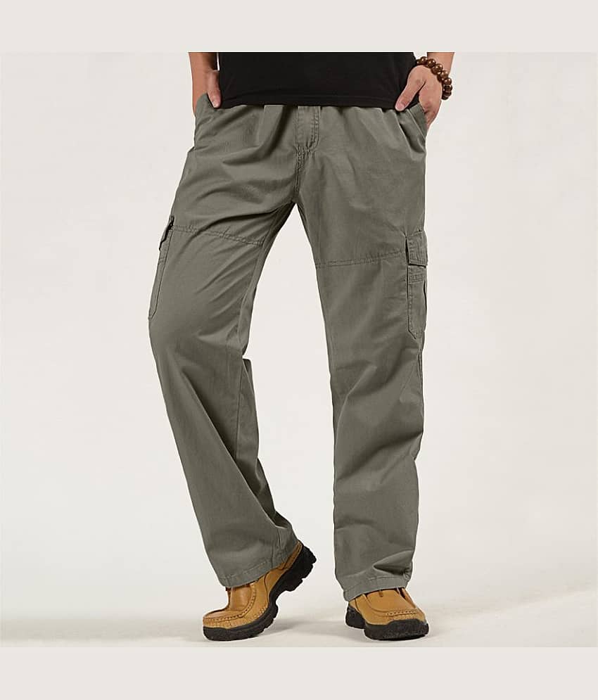 Reoutlook Regular Flat Men's Cargos - Gold ( Pack of 1 ) view 2