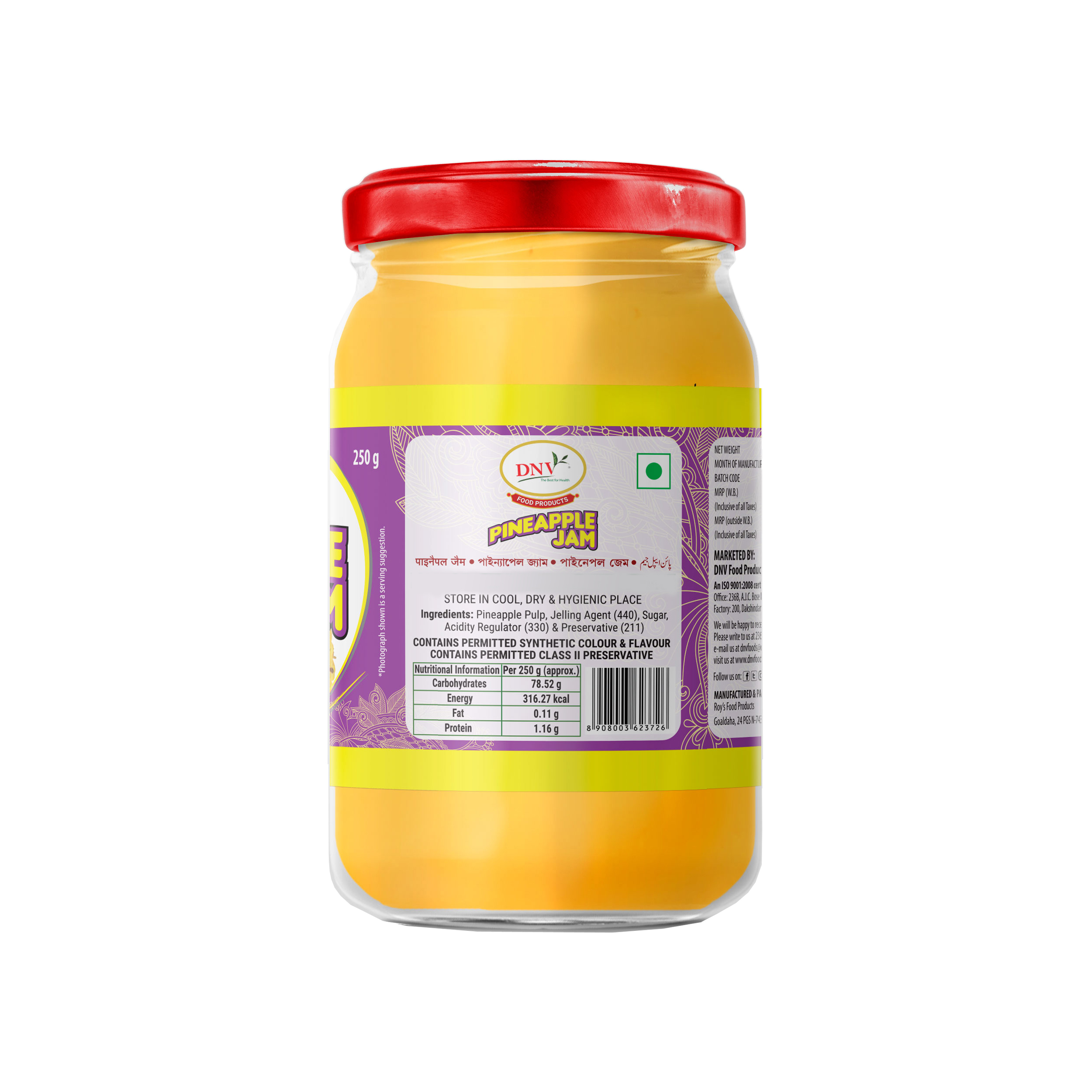 DNV Foods Jam Pineapple, 250 gm view 2