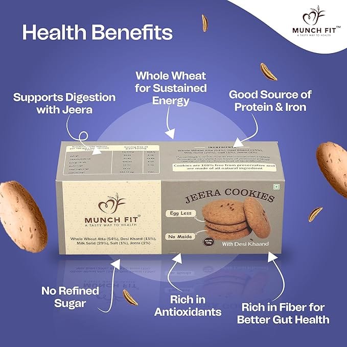 Munch Fit Jeera Cookies - 3 Pack, Eggless & No Maida view 2