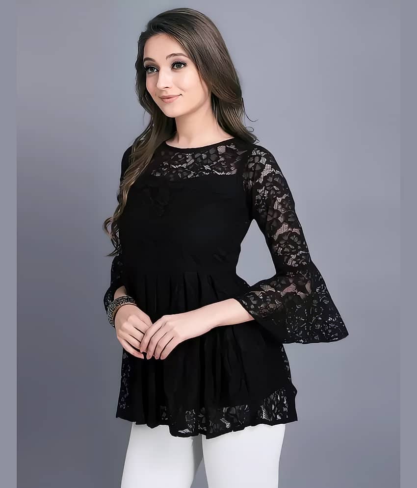 ZELZIS Women's Net Peplum Top ( Black ) view 2