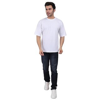 JAGTEREHO Black Oversized Cotton Crew Neck Half Sleeve T-Shirt for Men And Boys view 2