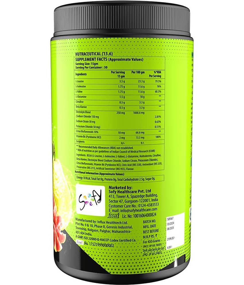 NATURYZ BCAA Energy Blast Pre Intra Post Workout For Recovery, Power & Energy - 450g(Guava Flavour) view 2