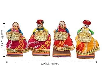 RUPESH KUMAR JANGID Rajasthani Raja Rani Puppet/Dolls Decorative Tealight Candle Holder (Standing Tealight, 2pis), Recycled Material view 2
