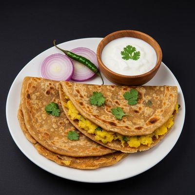 2 Aloo Paratha and Curd