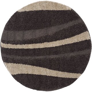 GALLERY HOME Silky Smooth Anti-Skid Shaggy Round Carpet with 2 inch Thickness (4 x 4 Round, Brown T5) view 2