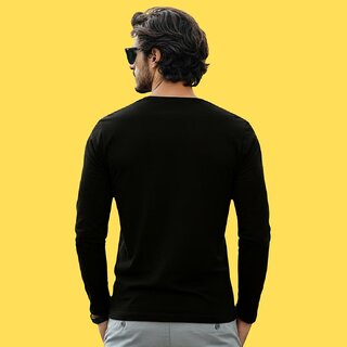 Mridula Boutique Mens Black Solid Sleeves Round Neck T-Shirt view 2