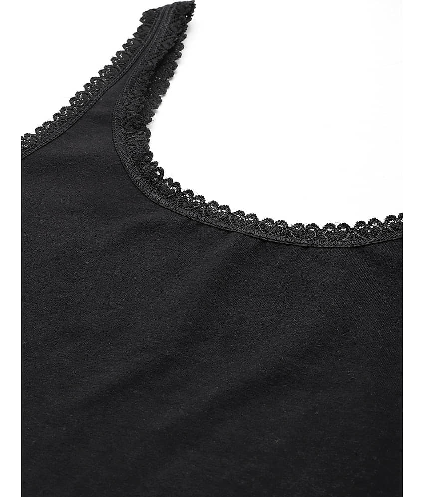 Leading Lady Pack of 2 Camisole/ Tank Top Cotton Blended Camisoles ( Black ) view 2