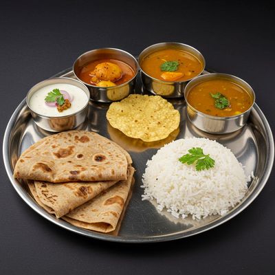 Chapathi (1 Nos) + Rice & Sambar + Papad + Pickle