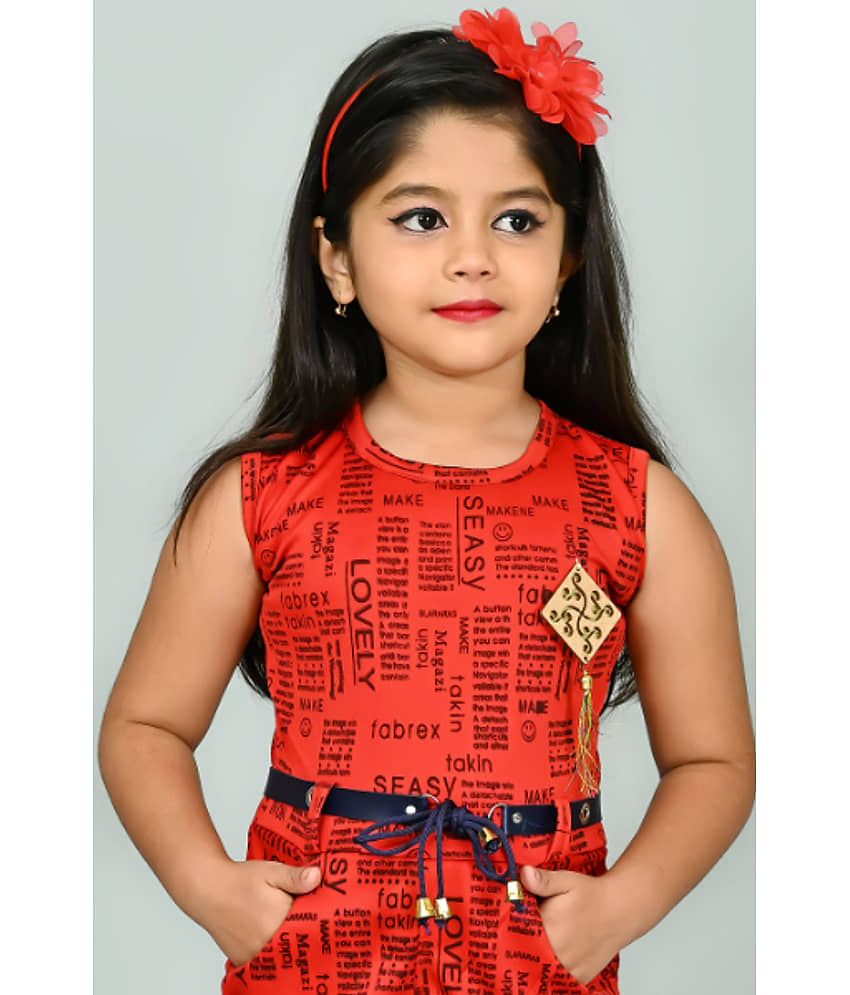 JCT DRESSES Crepe Dungarees For Girls ( Pack of 1 , Red ) view 2