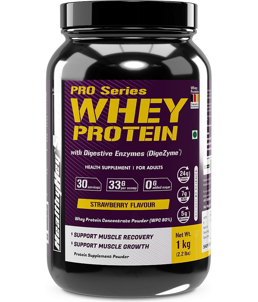 HealthyHey Sports WPC Whey Protein ( 1 kg , Strawberry - Flavour )