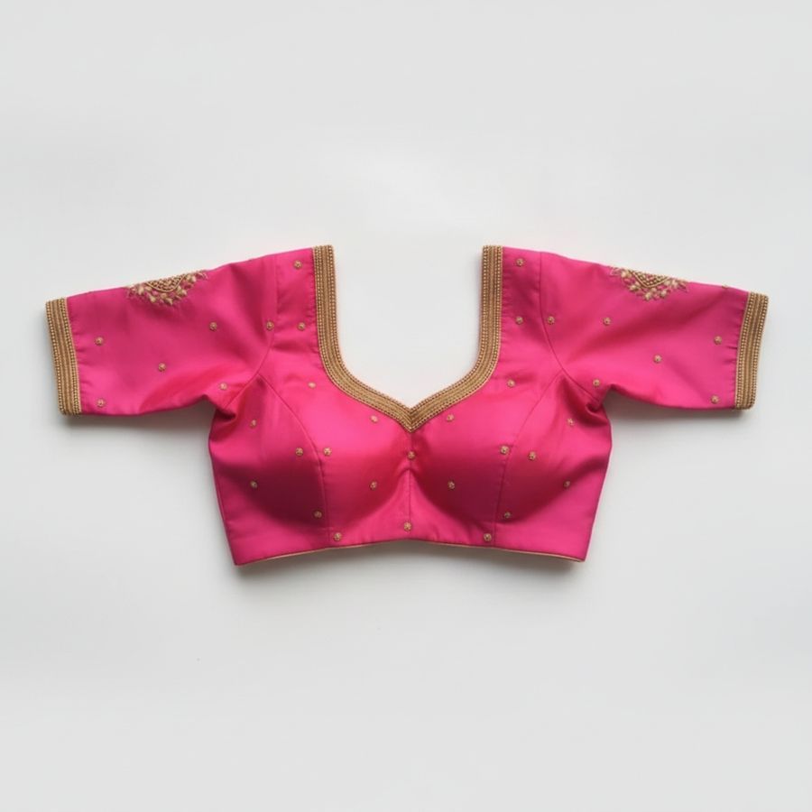Pink Embroidered Designer Blouse view 2