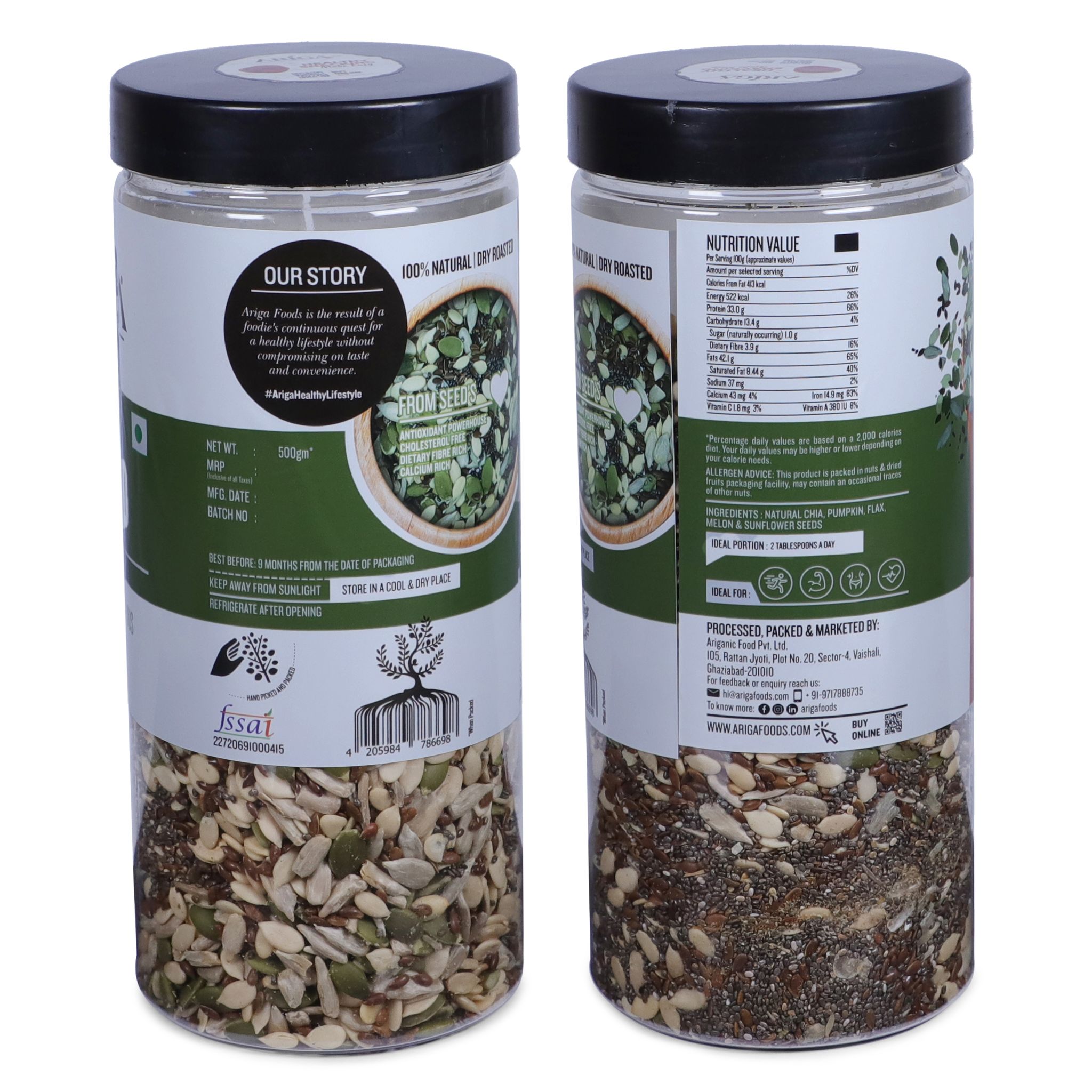 Ariga Foods Roasted Mixed Seeds Premium Healthy & Nutritious Mixed Seeds (500 g) view 2
