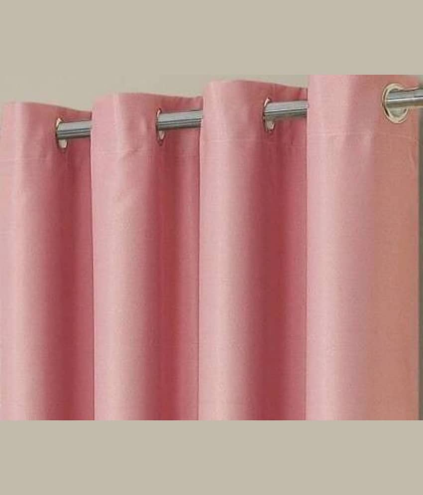 N2C Home Solid Semi-Transparent Eyelet Curtain 9 ft ( Pack of 1 ) - Pink view 2
