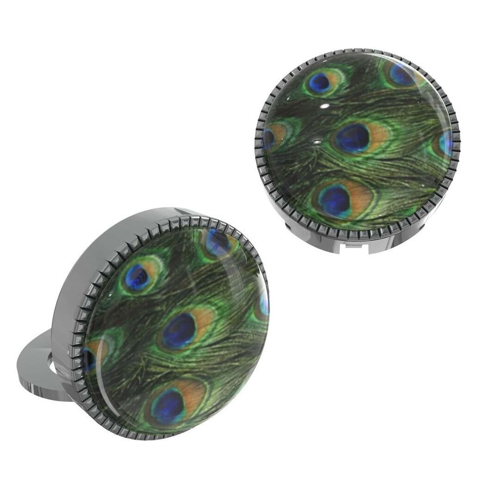 The Smart Buttons - White Gold Colour Plated Shirt Button Cover Cufflinks for Men - Peacock Feather Design view 2