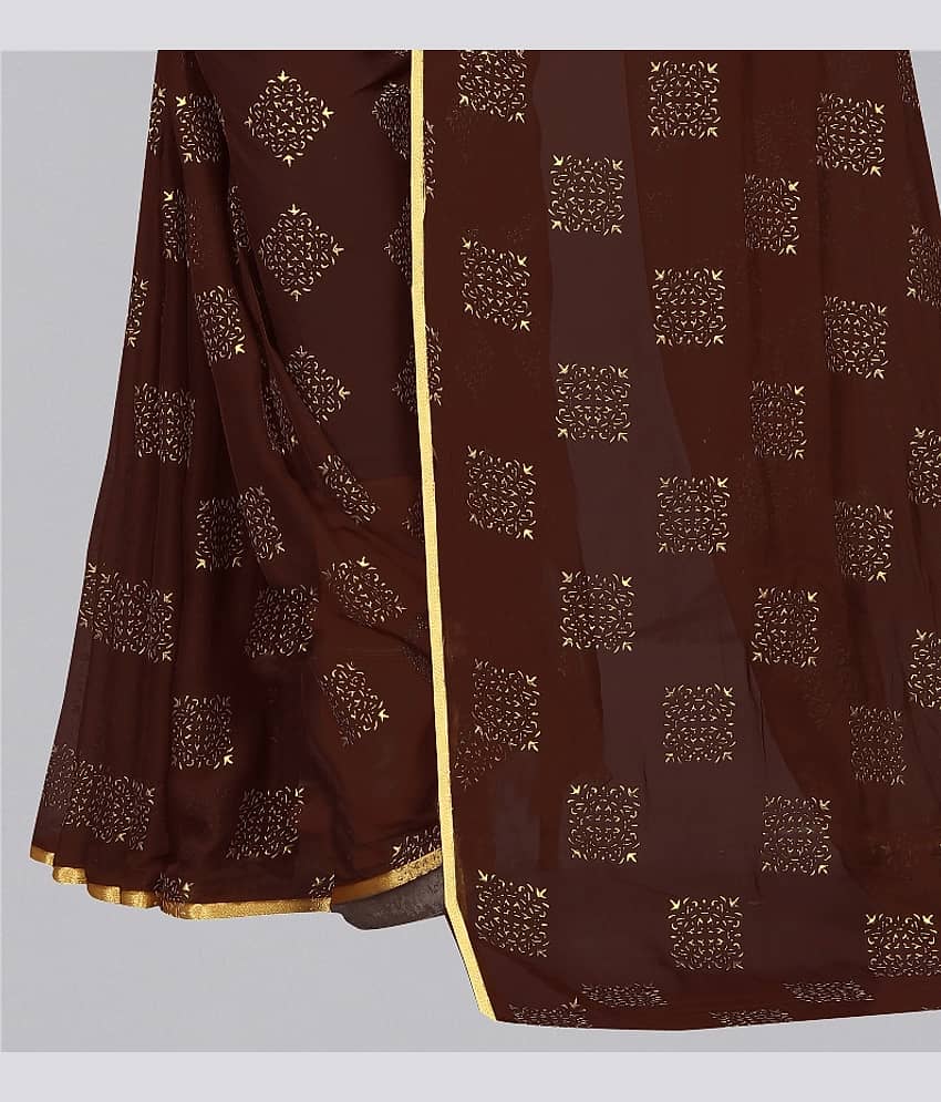 Rhey Chiffon Printed Saree With Unstitched Blouse Piece ( Navy Blue ) view 2