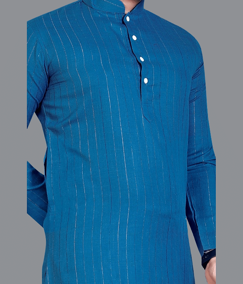 YUG ART - Blue Cotton Blend Regular Fit Men's Kurta Pyjama Set ( Pack of 1 ) view 2