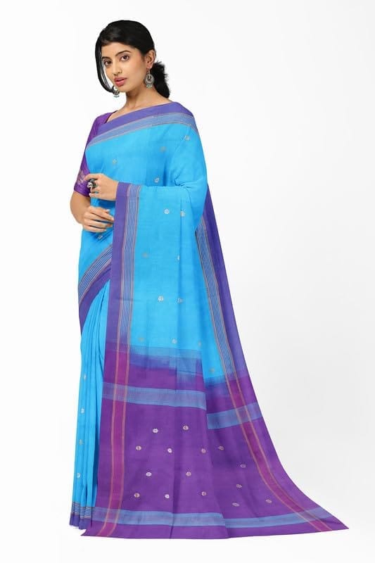 APCO Handloom - Women's Venkatagiri Pure Cotton Handloom Saree, Blue 01 view 2
