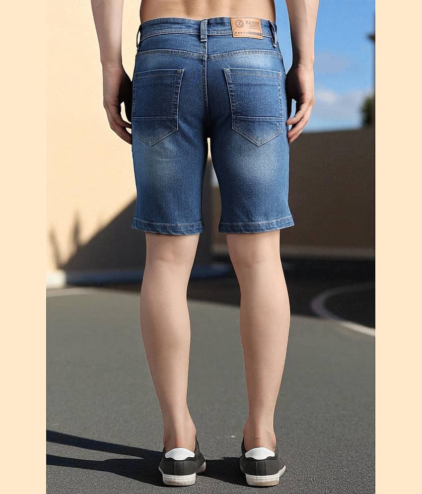 ZAYSH Blue Cotton Blend Men's Denim Shorts ( Pack of 1 ) view 2