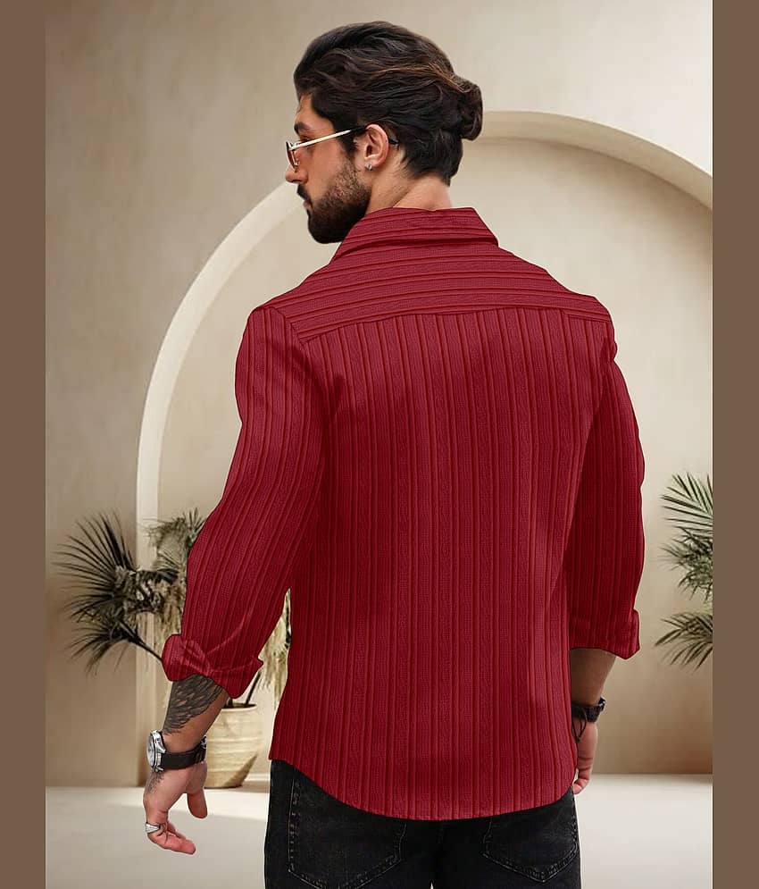 Nofilter Cotton Blend Regular Fit Self Design Full Sleeves Men's Casual Shirt - Maroon ( Pack of 1 ) view 2