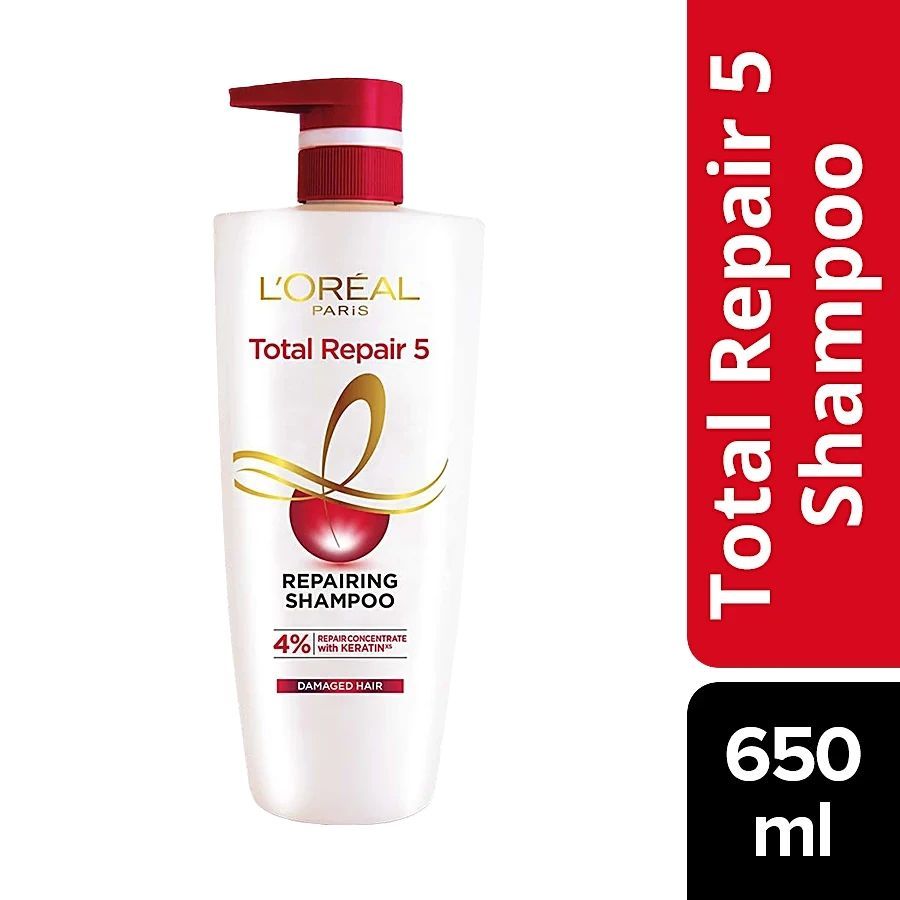 Loreal Paris Total Repair 5 Repairing Shampoo With Keratin Xs, 650 Ml