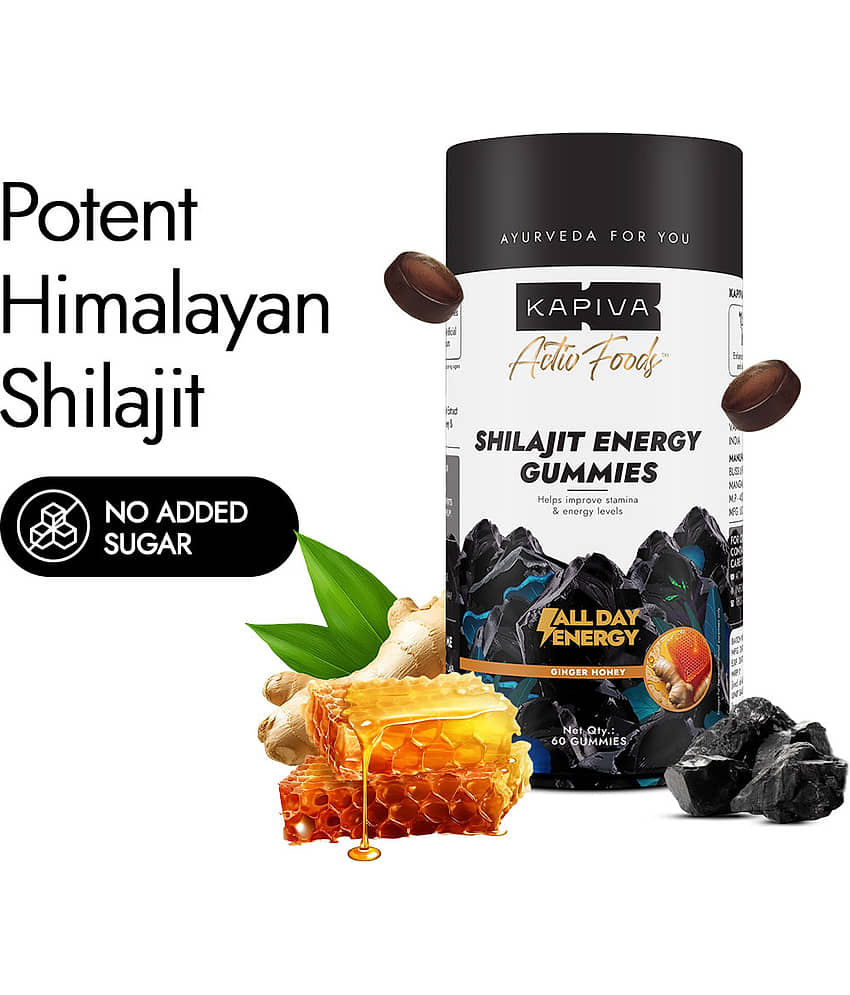 Kapiva Himalayan Shilajit Gummies | 225mg Shilajit/Gummy | Ginger Honey Flavour | NABL-Certified Gummy | Boosts Energy Levels, Endurance & Stamina | No Added Sugar | Gelatin Free | 60 Gummies view 2