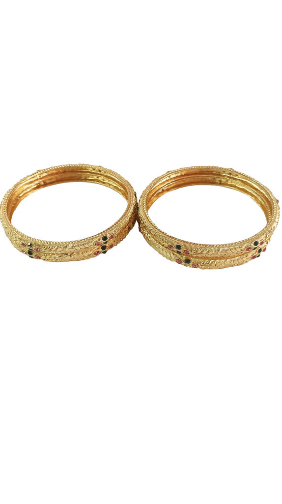 Gold Plated Bangles Set of 4 for Women - Traditional Indian Jewelry view 2