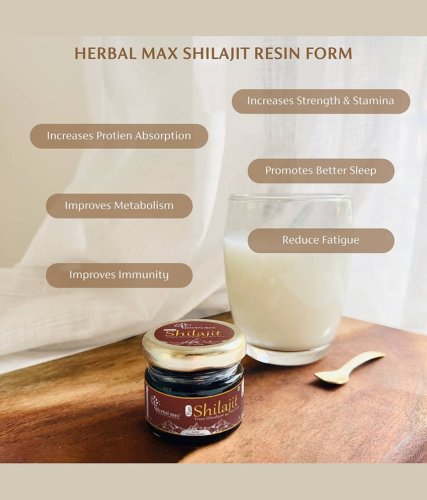 Herbal Max Himalayas Original Pure Shilajit Gold Resin - Lab-Tested for Purity - Performance Booster for Endurance, Stamina, Strength, and Immunity - Vegan Ayurvedic Supplement for Men & Women - 20g view 2