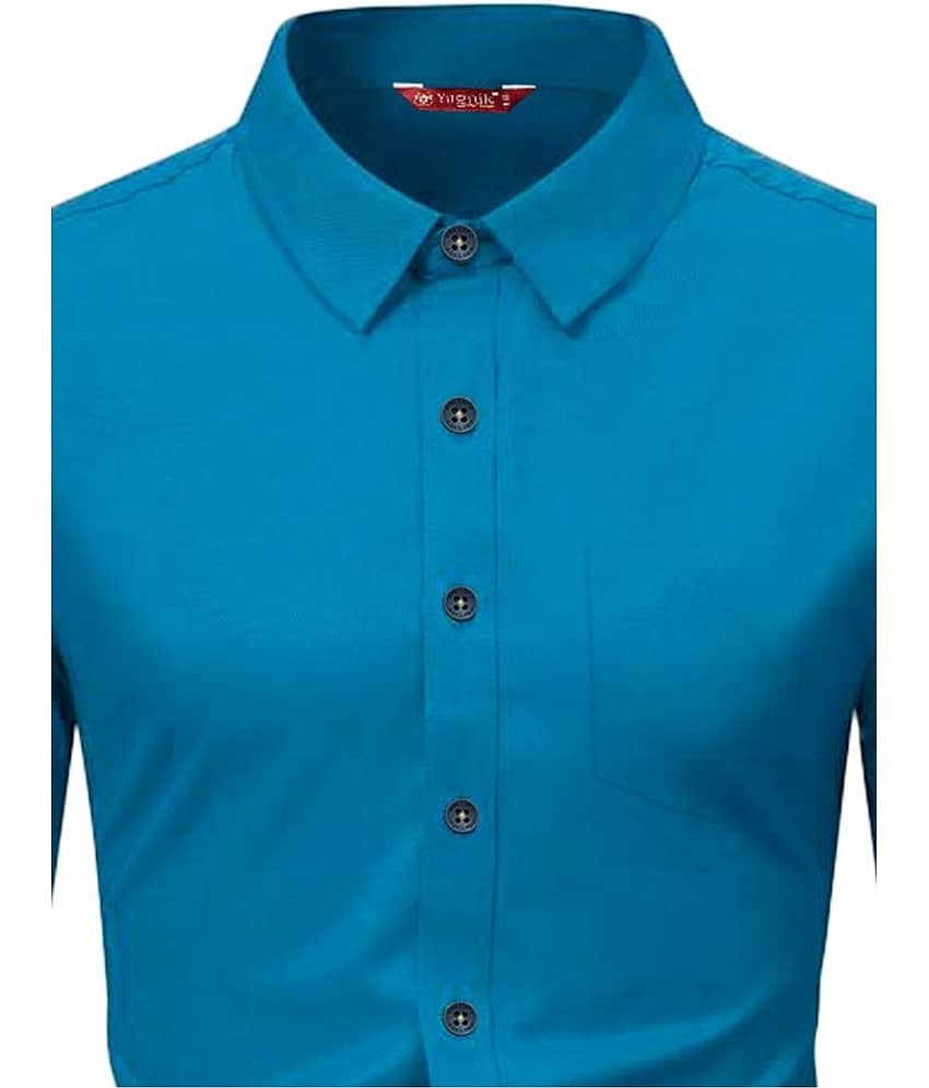 Yugnik Cotton Blend Slim Fit Full Sleeves Men's Formal Shirt - Mint Green ( Pack of 1 ) view 2