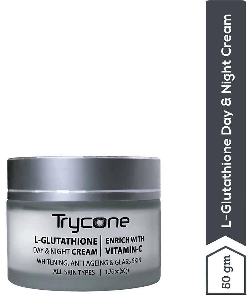 Trycone L- Glutathione and Vitamin C Face Cream for Skin Whitening, Anti Ageing and Glass Skin, Enrich with Natural Actives, 50 Gm