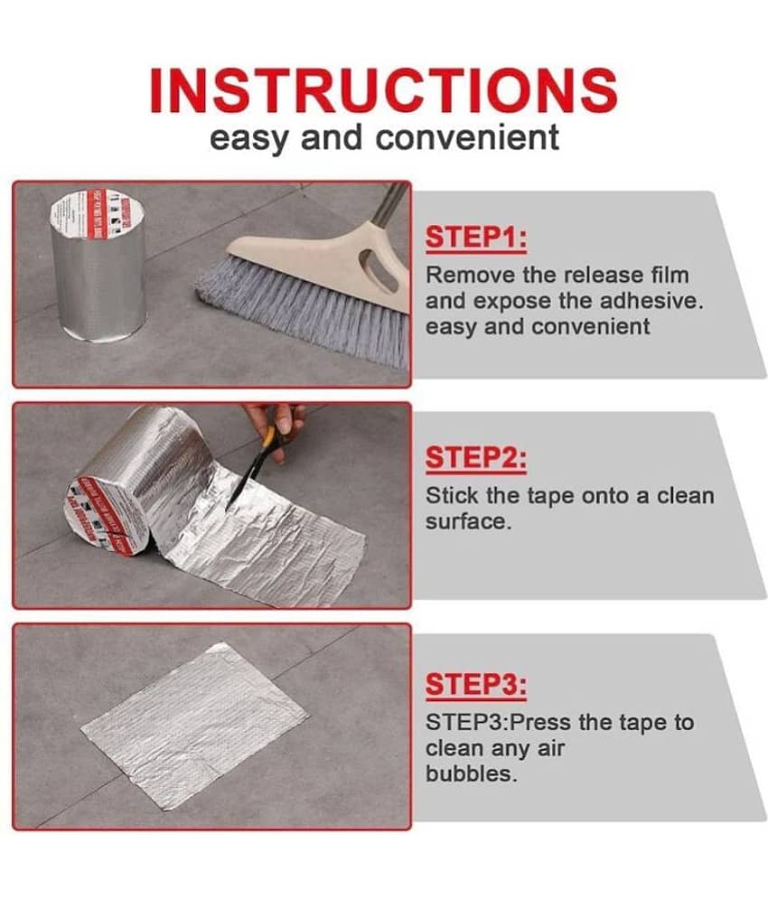 Magnique Waterproof Leakage Repair Adhesive Aluminium Foil Butyl Tape for Pipe Roof Water Leakage Surface Crack 10cm-5mtrs view 2