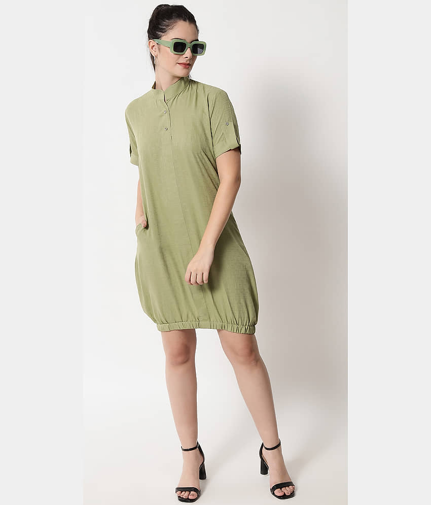 TOGZZ Women Crepe Solid Bodycon Dress ( Olive ) view 2