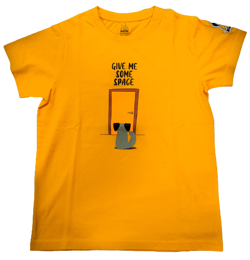 KUCHU Unisex Tshirt (6 Years- 7 Years) | Made of Super Combed Cotton-Modal Natural Fiber Better Than 100% Cotton| Soft & Breathable Fabric| Unique Digitally Printed Design |Vibrant Colour| Give Me Some Space Orange view 2