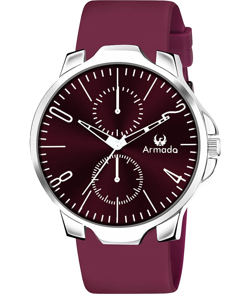 Armado Maroon Silicon Analog Men's Watch view 2