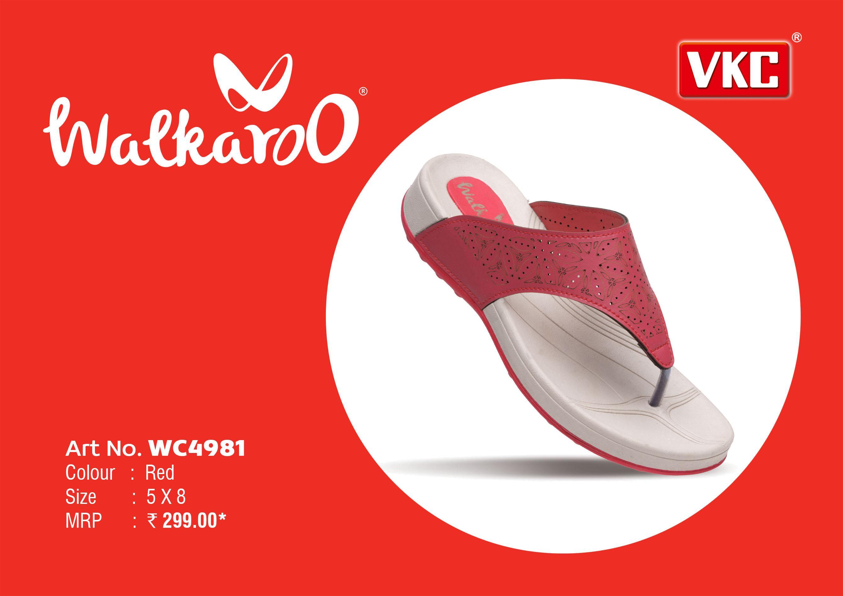 Walkaroo WC4981 Red L No 6 Ladies Slipper