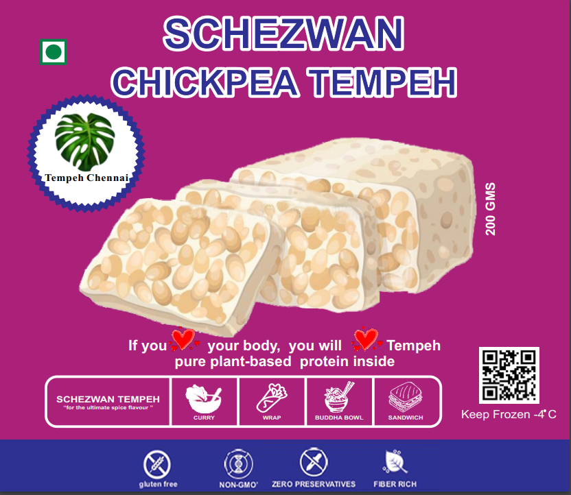 Tempeh Chennai Chickpea Tempeh Schezwan - Original, 200 gm view 2