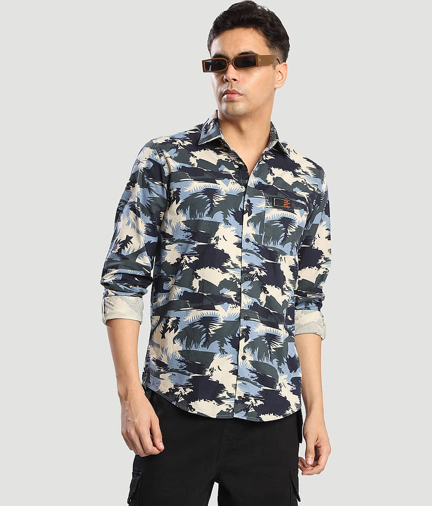 Bene Kleed 100% Cotton Regular Fit Printed Full Sleeves Men's Casual Shirt - Olive ( Pack of 1 ) view 2