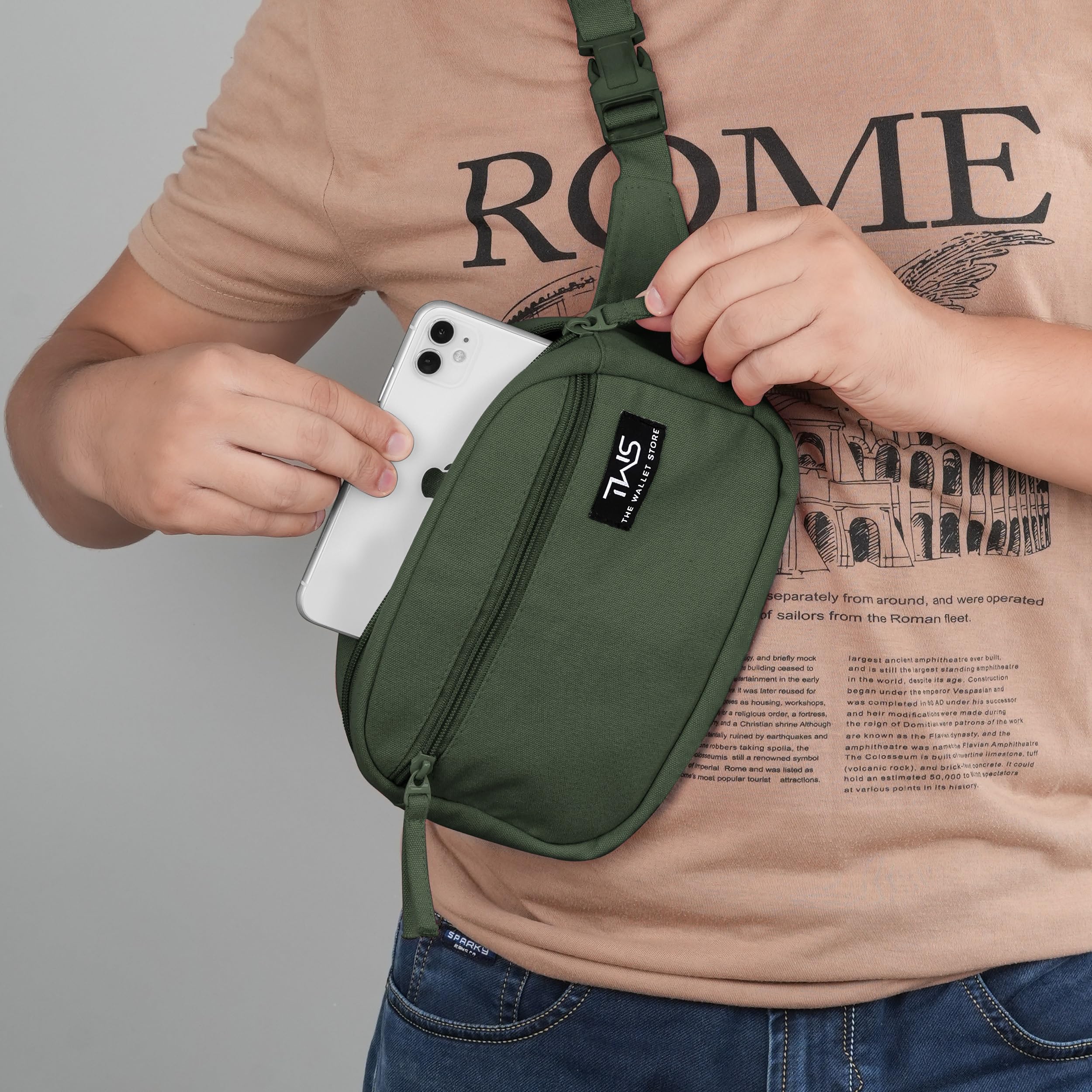 The Wallet Store Urban Trek Canvas Fanny Bag - Olive view 2