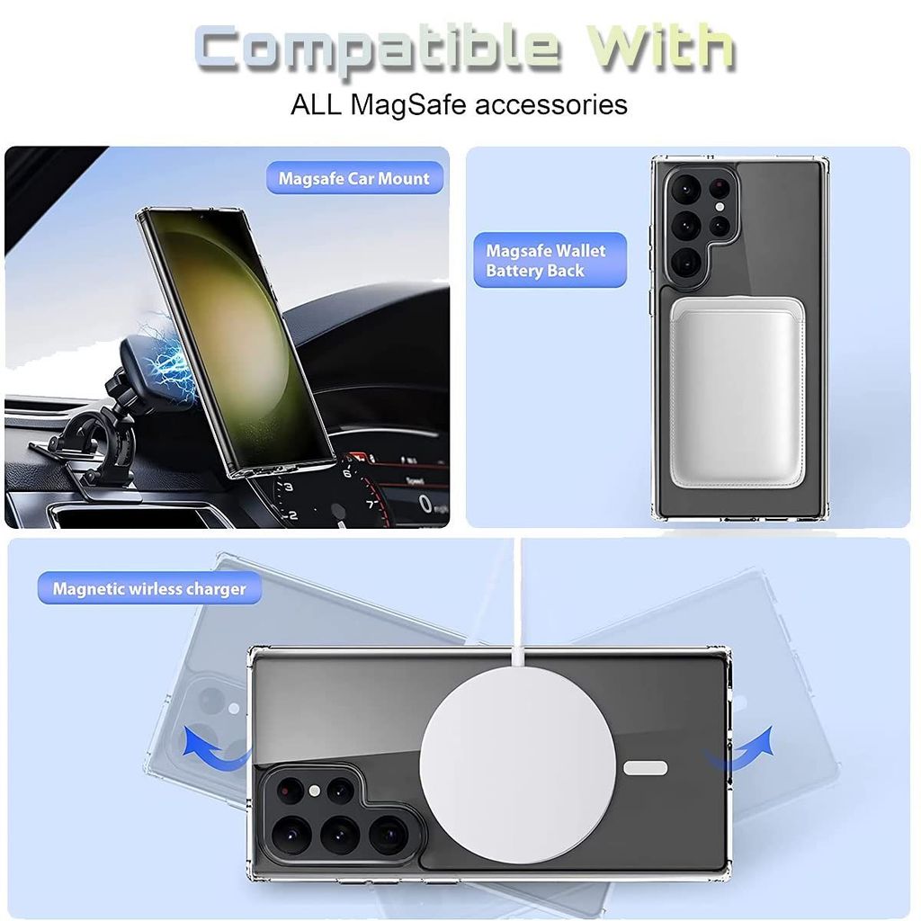 LIRAMARK Magnetic Protective Clear Case Compatible with Magsafe for Samsung Galaxy S23 Ultra (‎Transparent) view 2